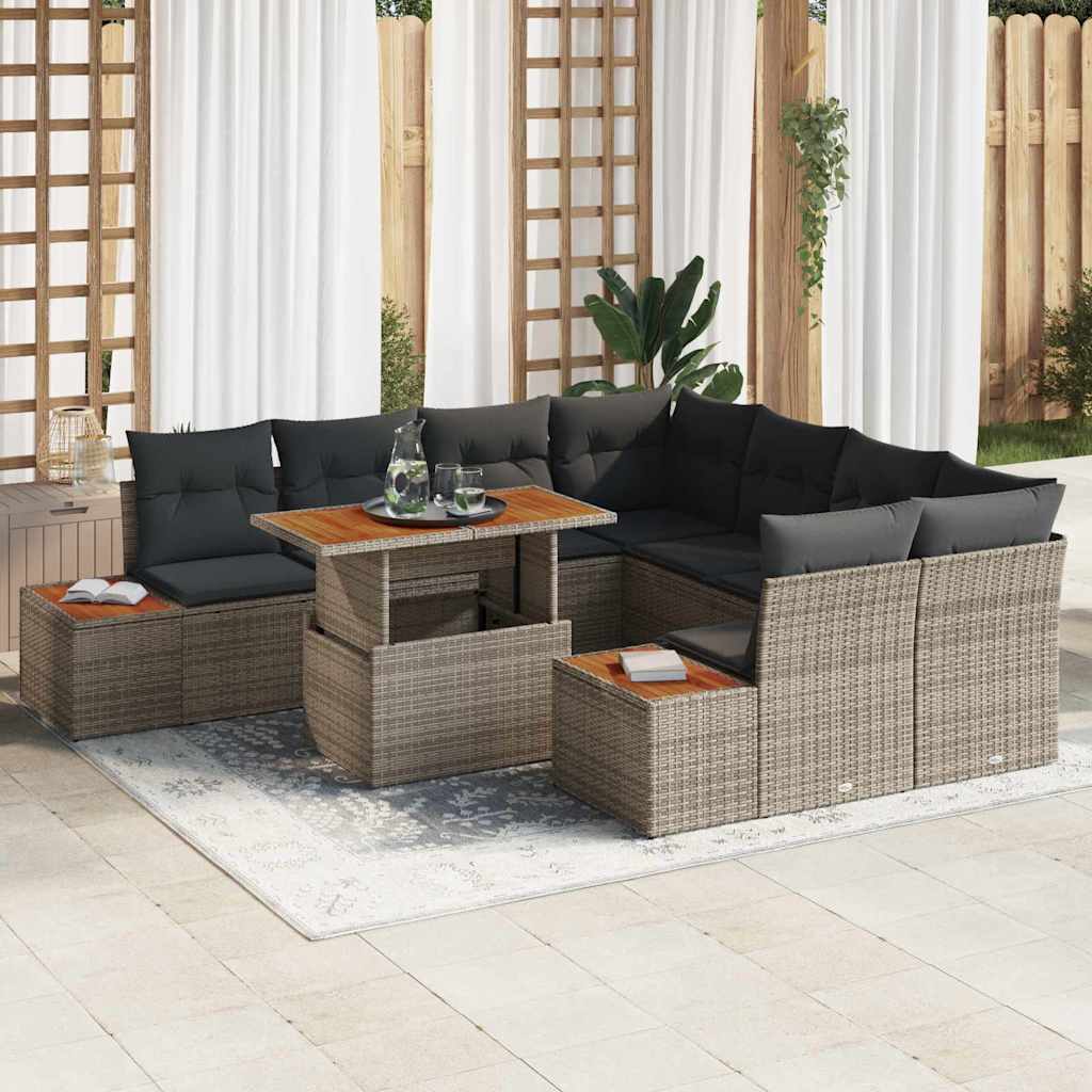 Havesofa Sæt 9 stk. Grå polyrattan