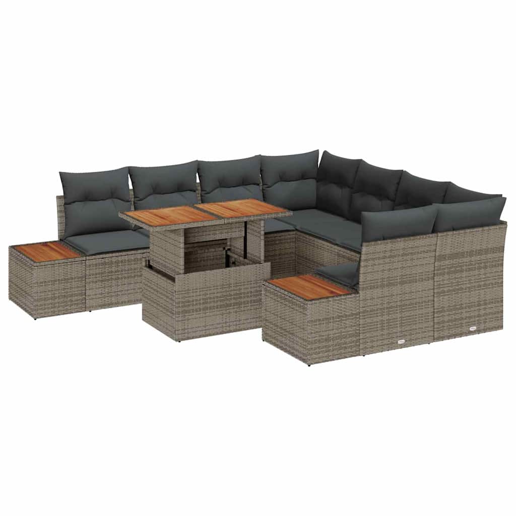 Havesofa Sæt 9 stk. Grå polyrattan