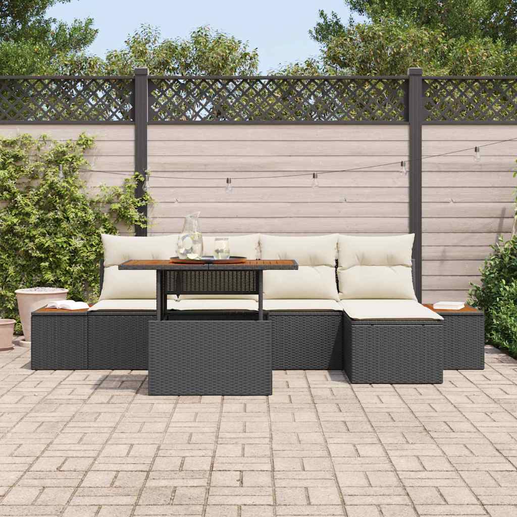 Havesofa Sæt 6 stk. Sort og Beige