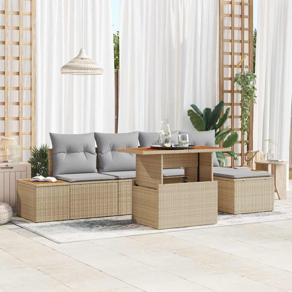 Havesofa Sæt 6 stk. Beige og grå