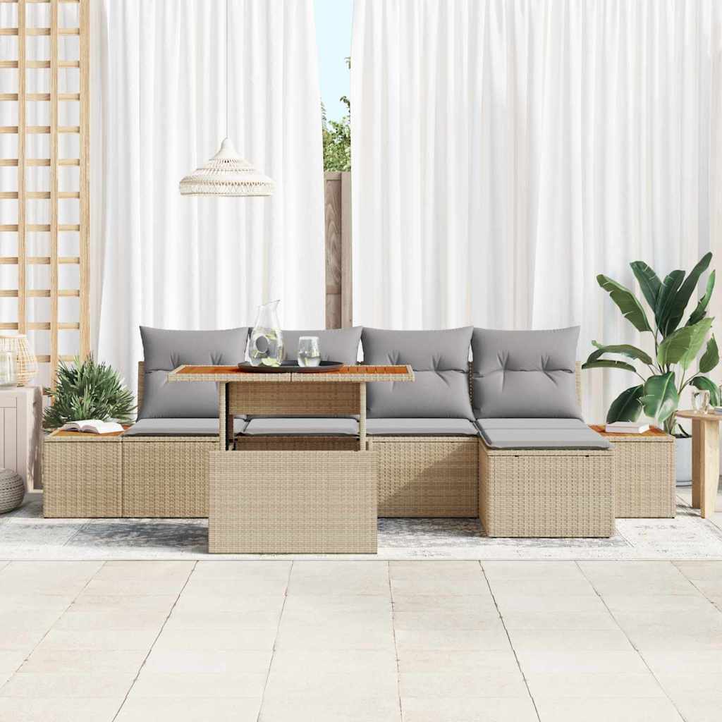 Havesofa Sæt 6 stk. Beige og grå