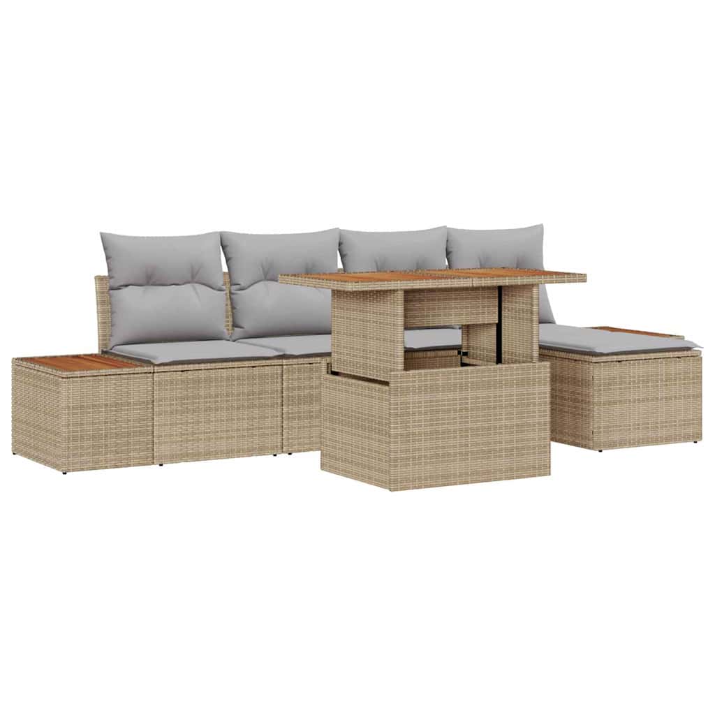 Havesofa Sæt 6 stk. Beige og grå
