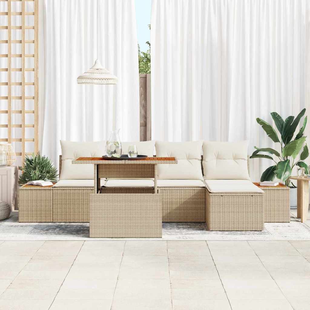 Havesofa Sæt 6 stk. Beige og creme