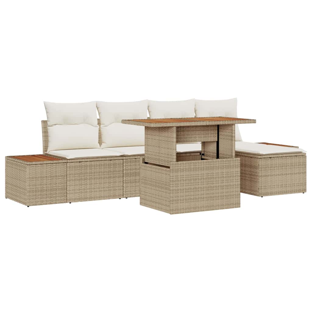 Havesofa Sæt 6 stk. Beige og creme