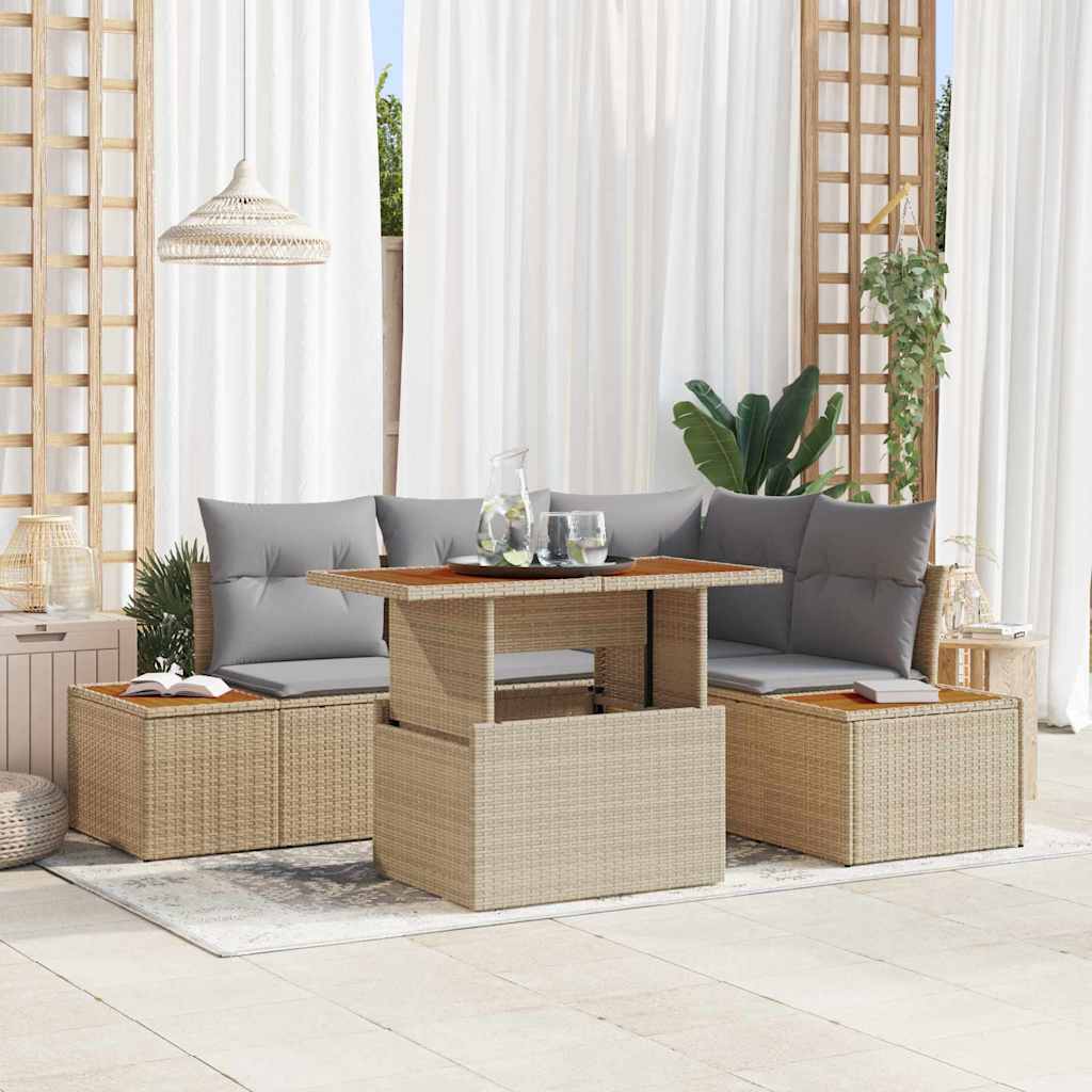 Havesofa Sæt 5 stk. Beige og grå