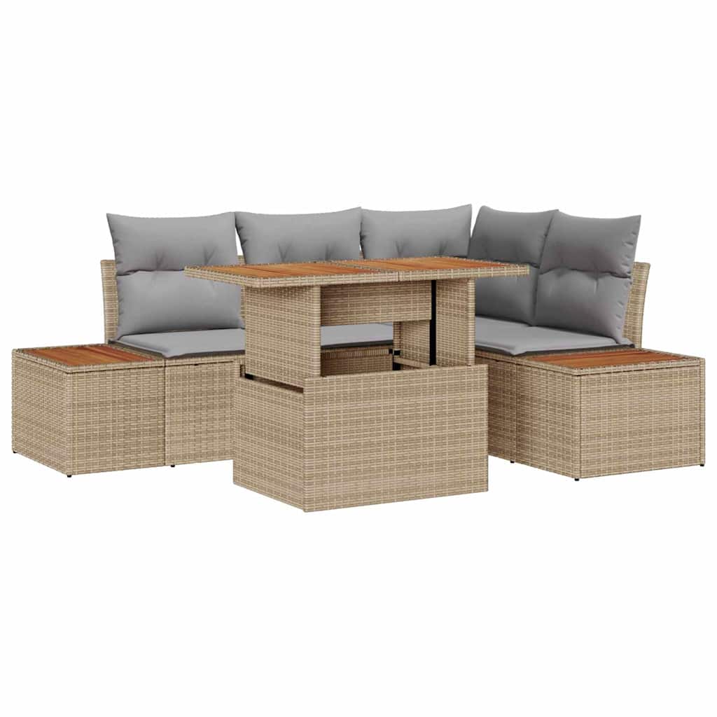 Havesofa Sæt 5 stk. Beige og grå