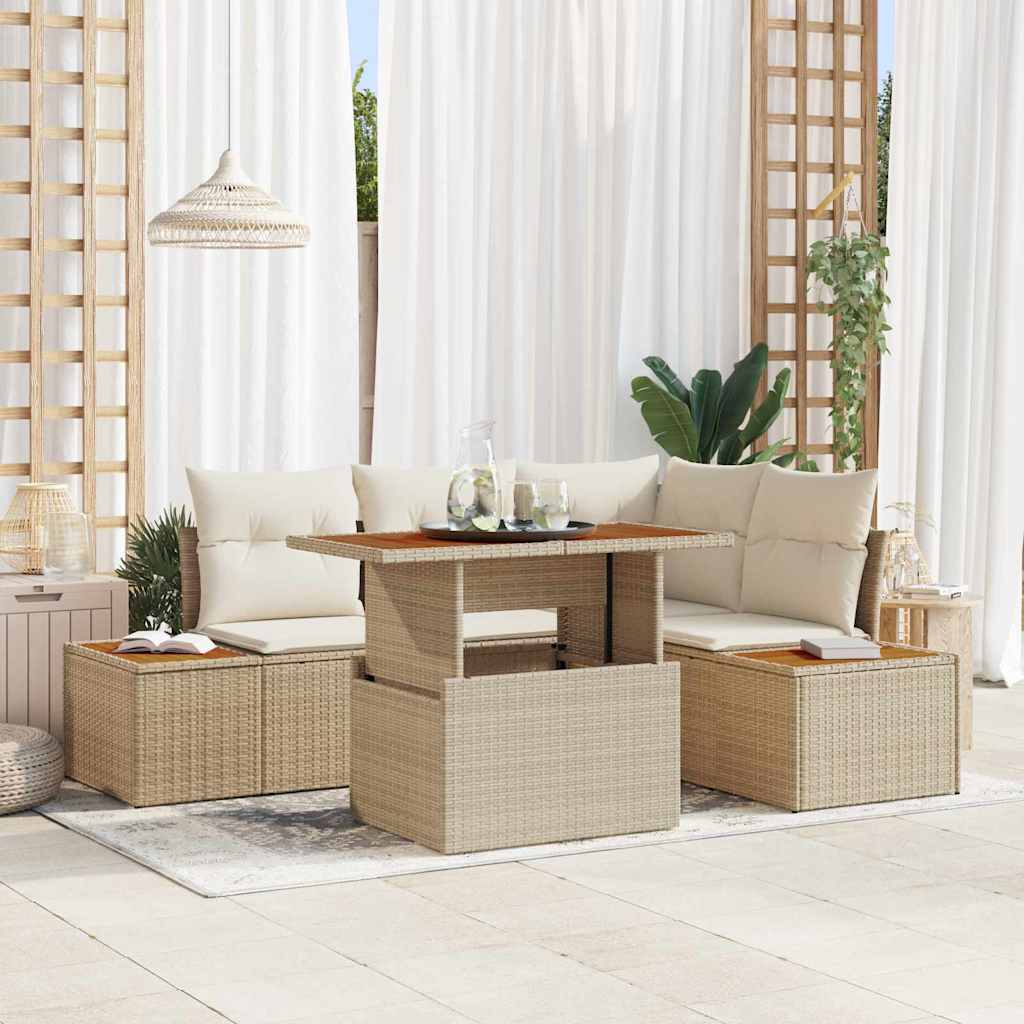 Havesofa Sæt 5 stk. Beige og creme