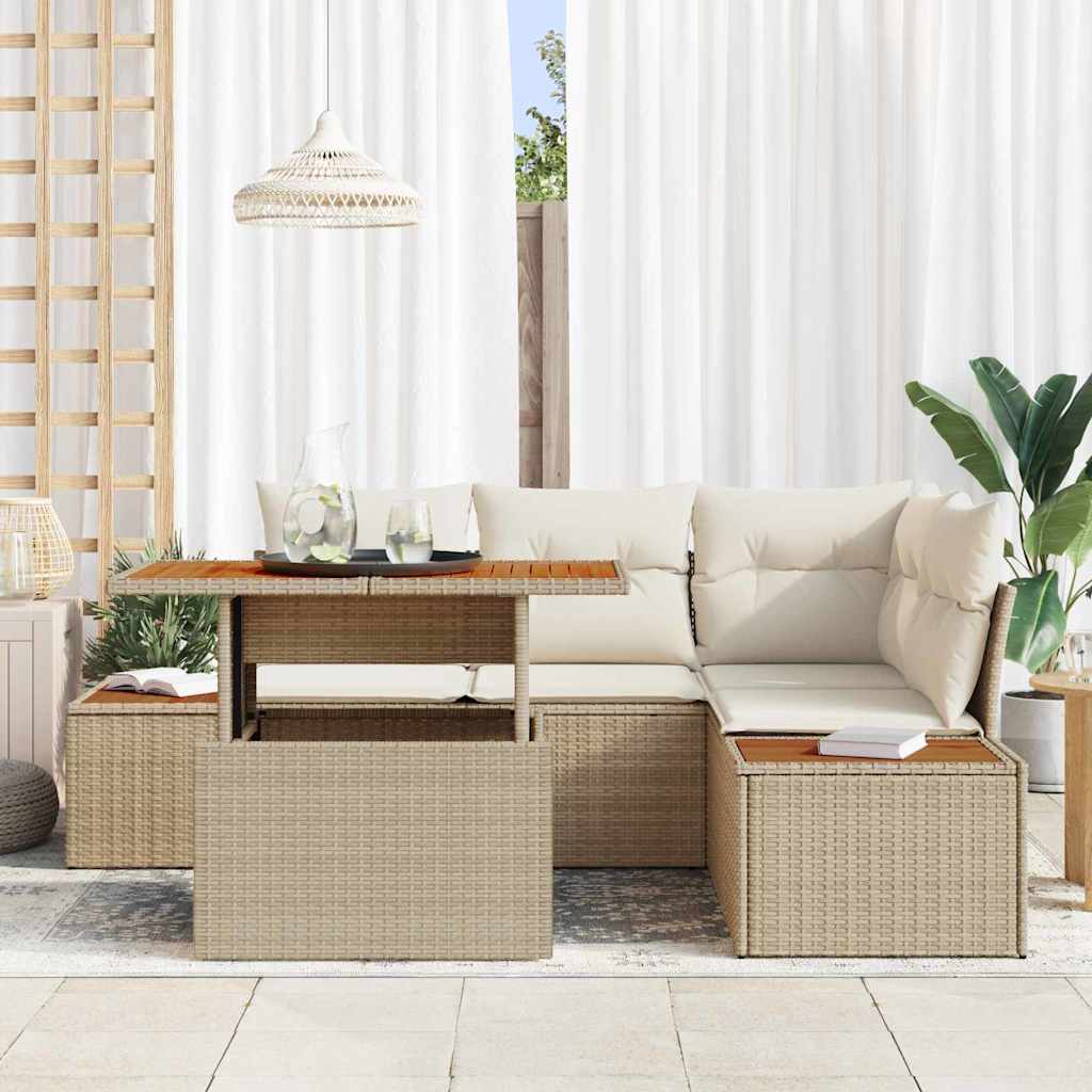 Havesofa Sæt 5 stk. Beige og creme