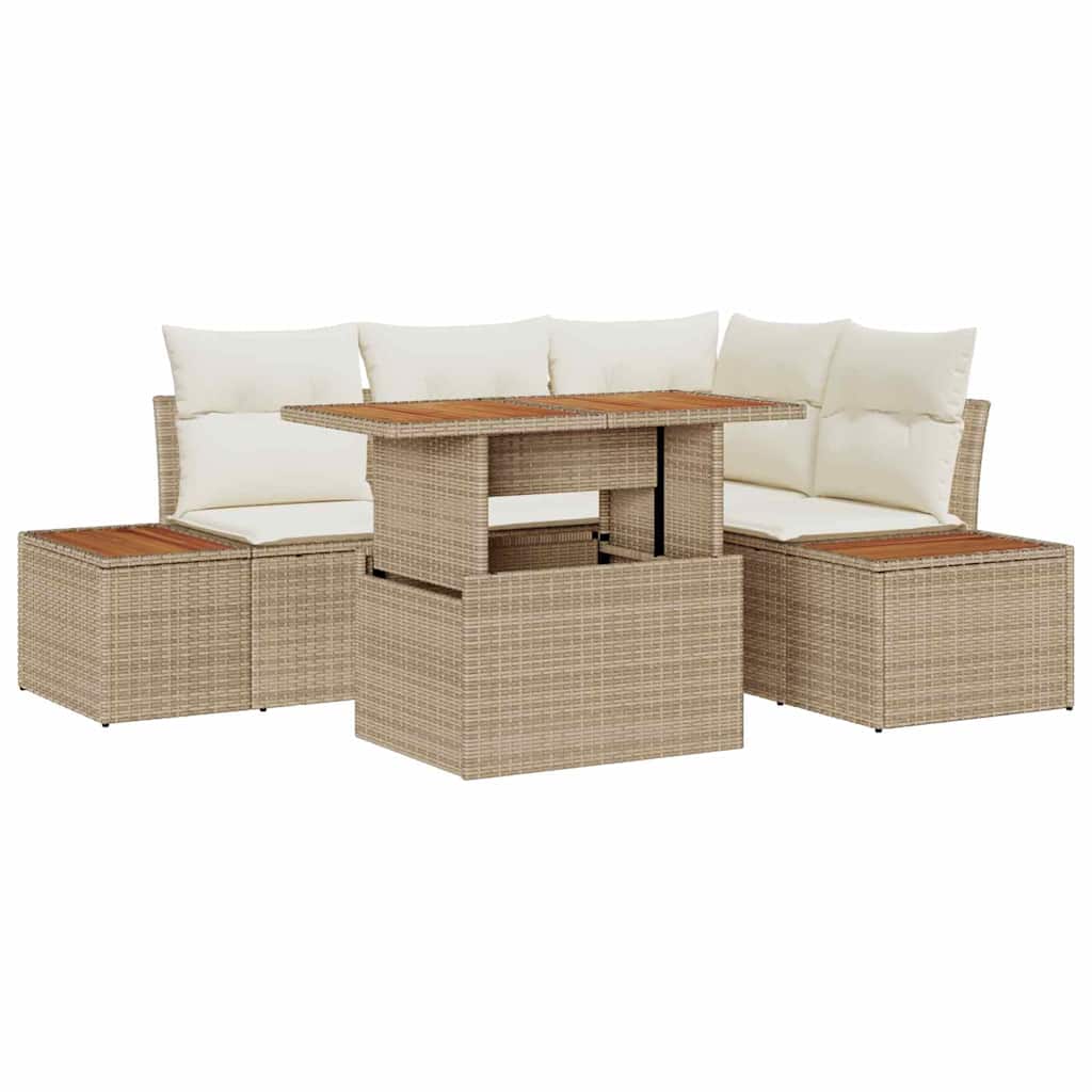Havesofa Sæt 5 stk. Beige og creme