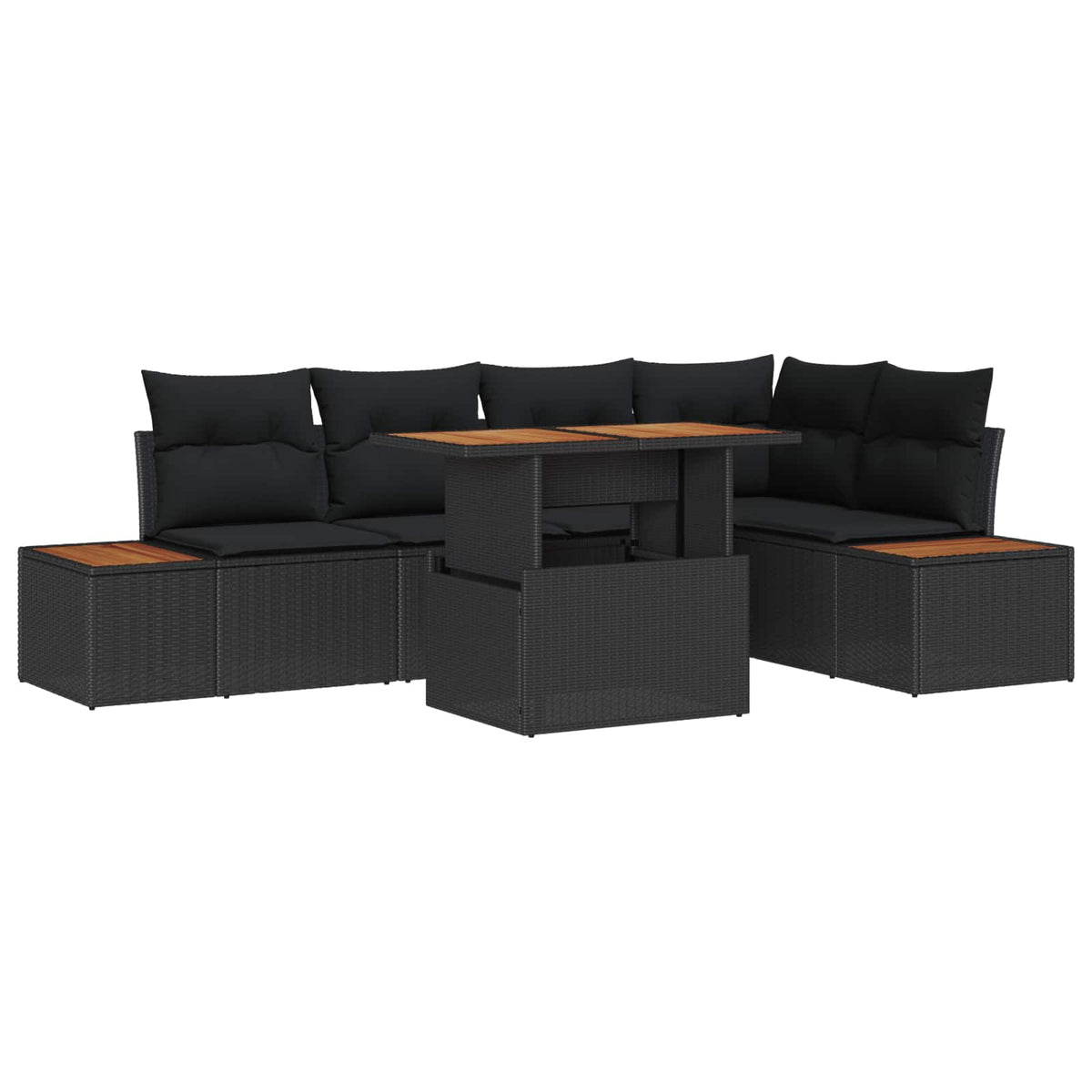Havesofa Sæt 6 stk. Sort polyrattan