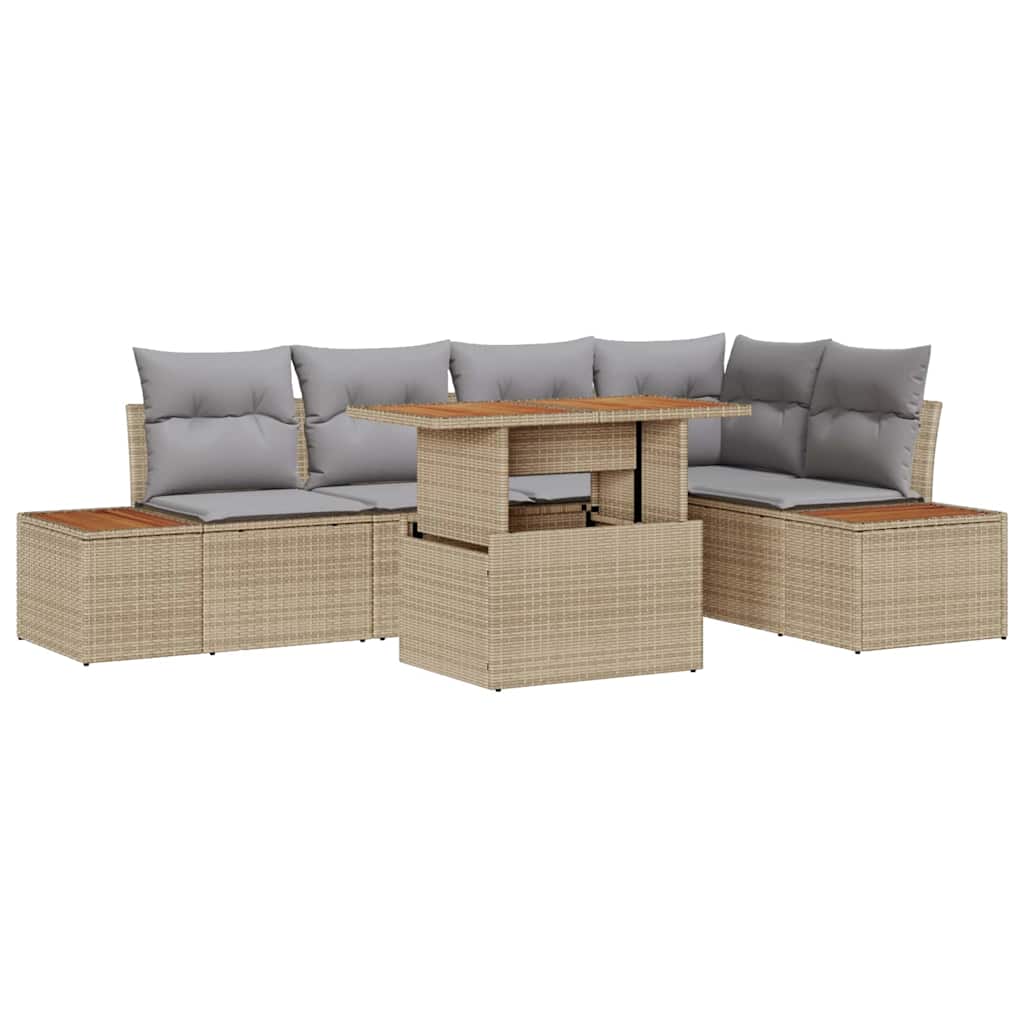 Havesofa Sæt 6 stk. Beige polyrattan