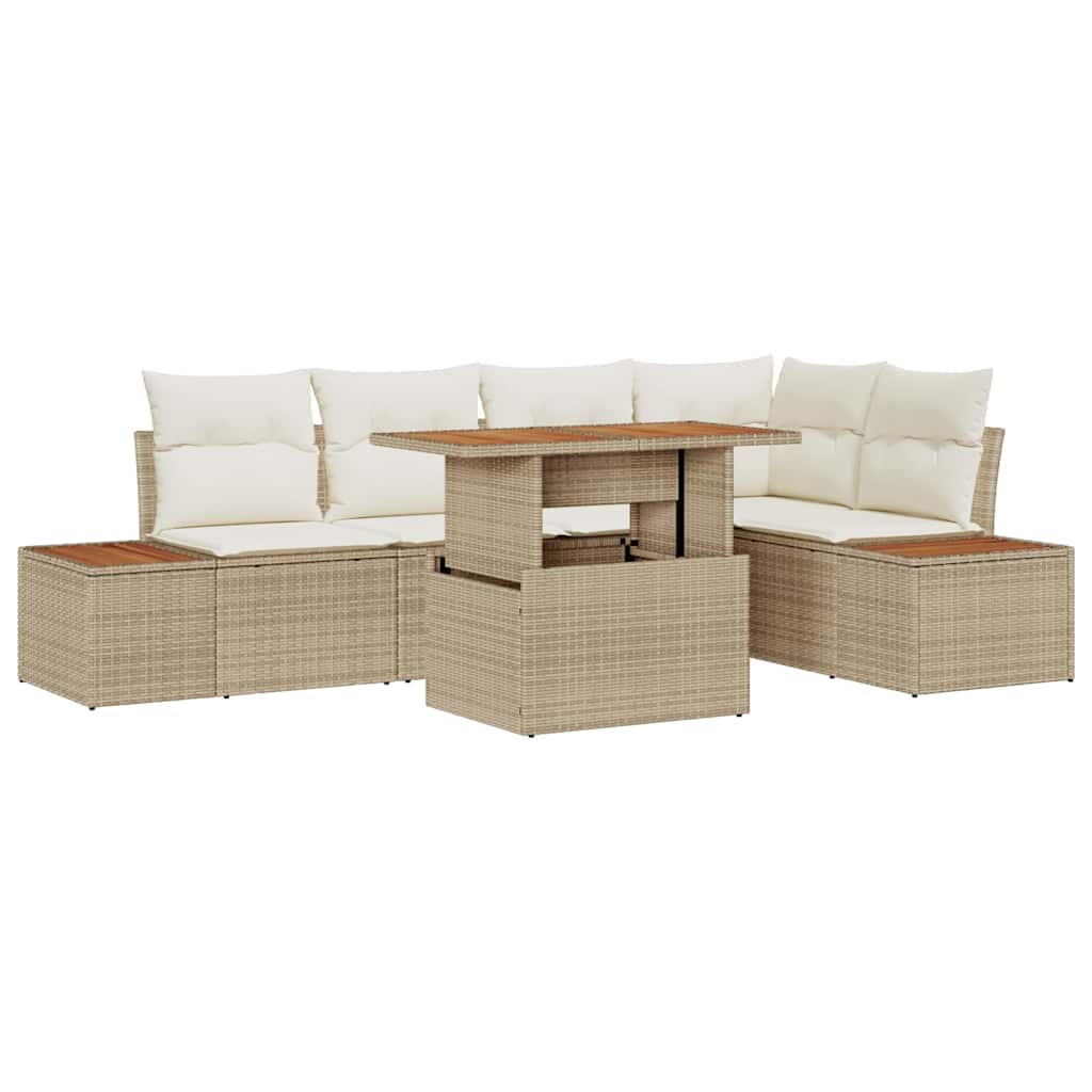 Havesofa Sæt 6 stk. Beige polyrattan