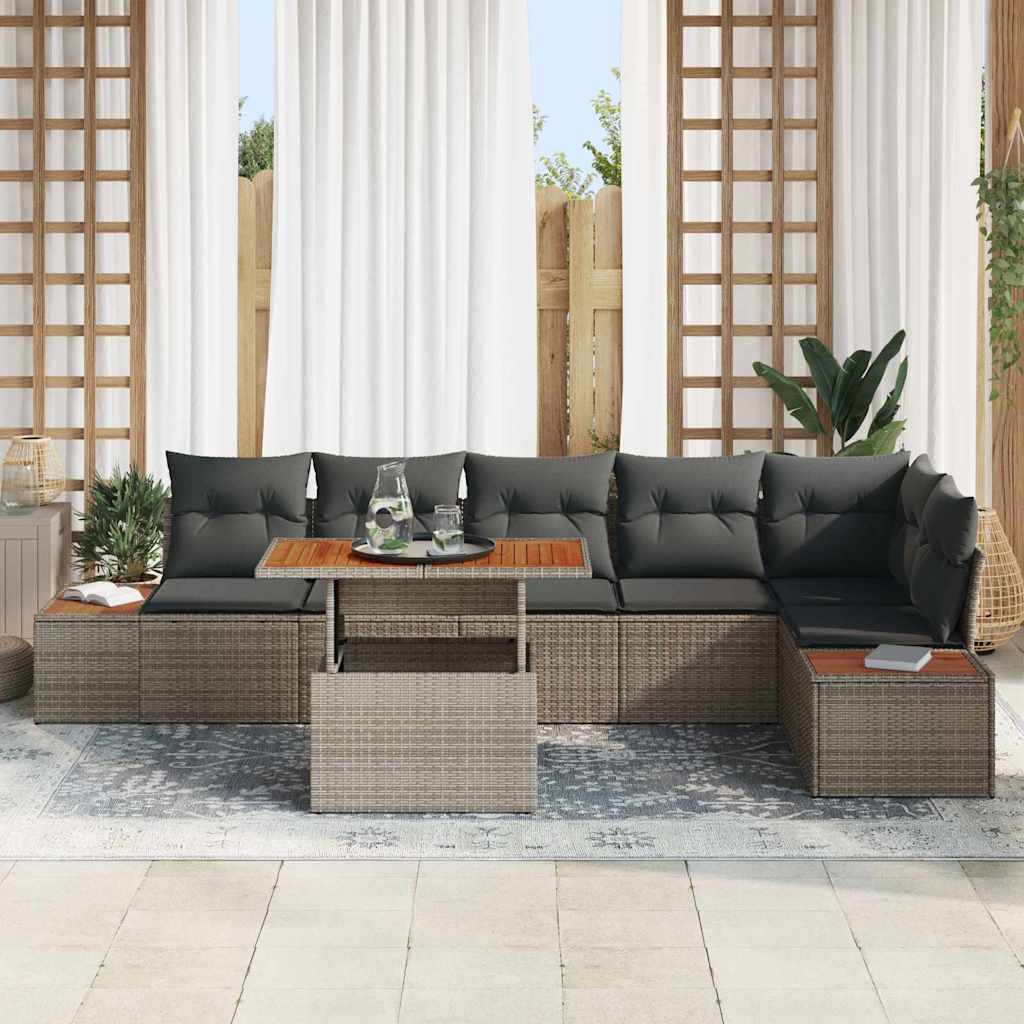 Havesofa Sæt 7 stk. Grå polyrattan