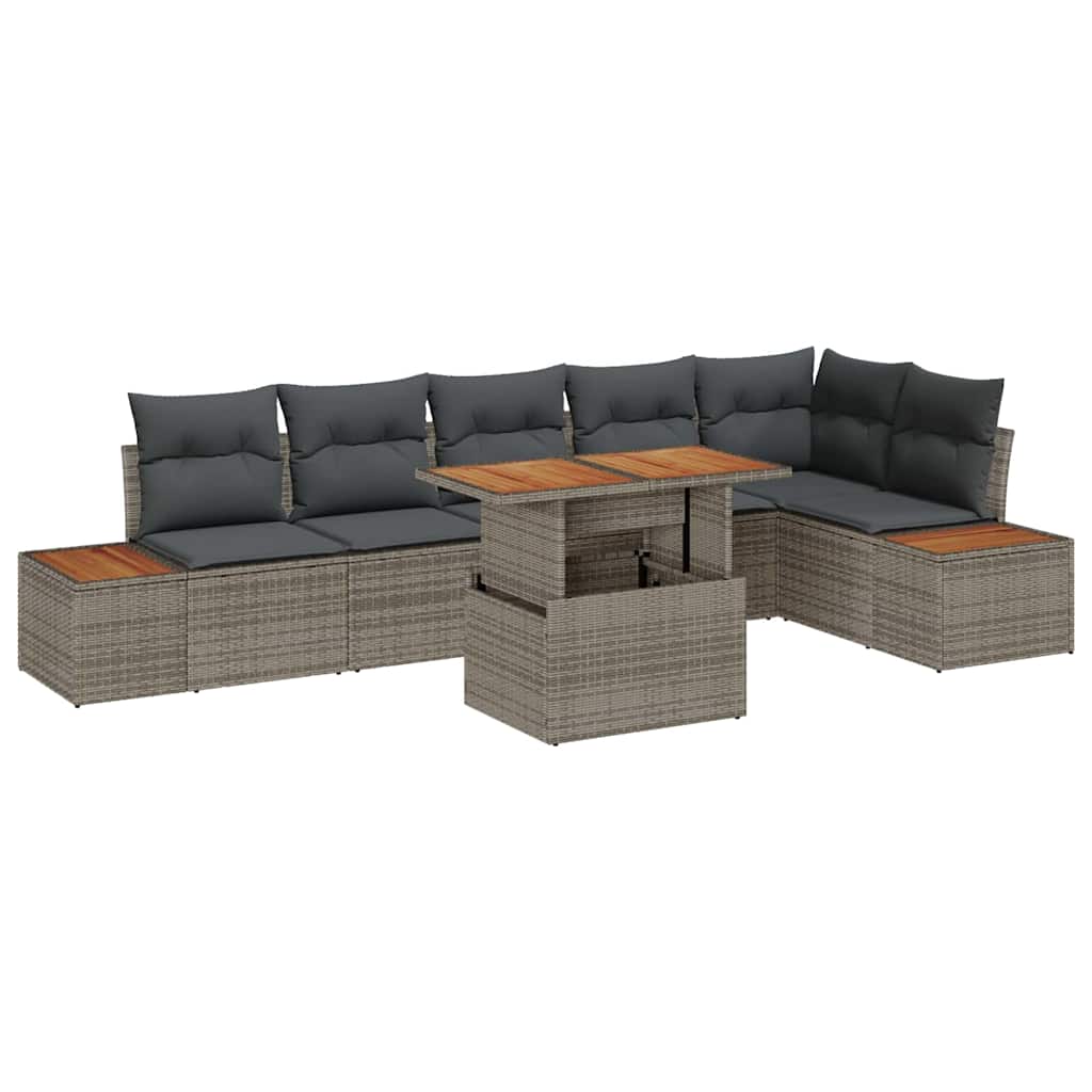 Havesofa Sæt 7 stk. Grå polyrattan