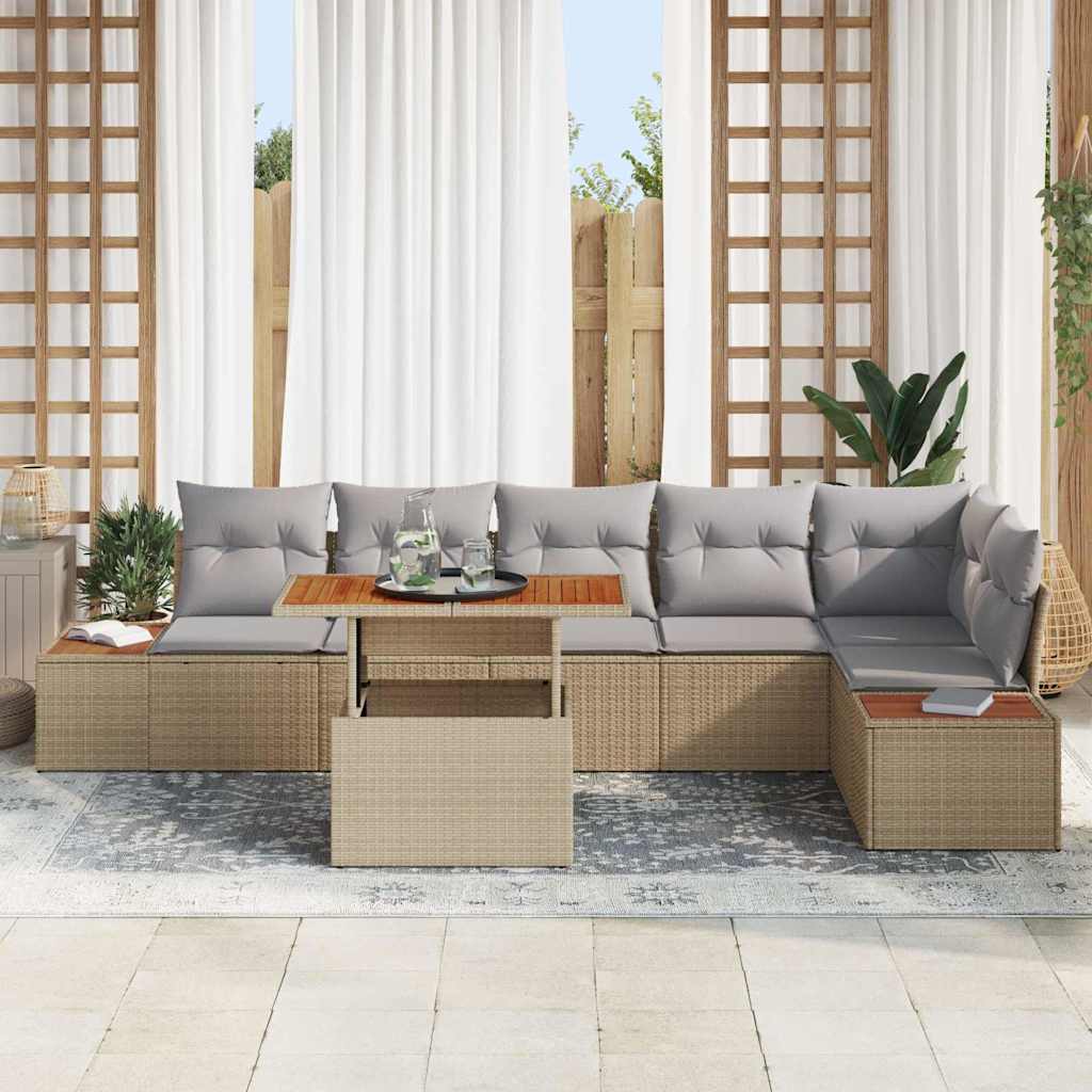 Havesofa Sæt 7 stk. Beige polyrattan