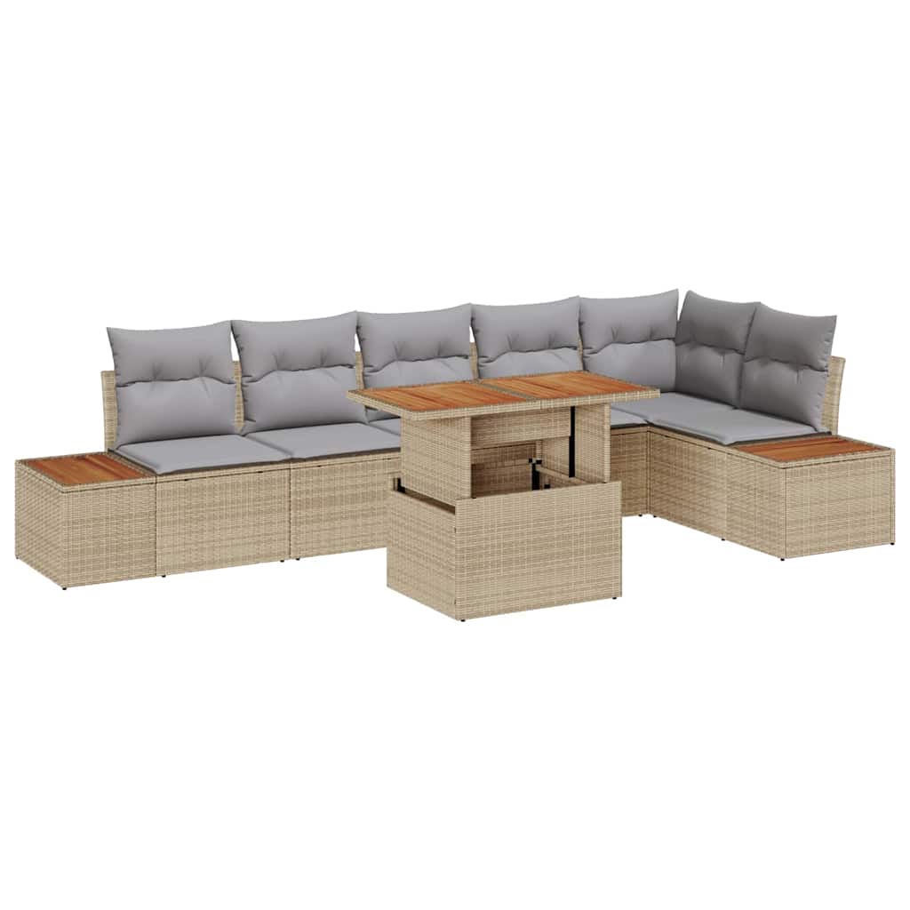 Havesofa Sæt 7 stk. Beige polyrattan