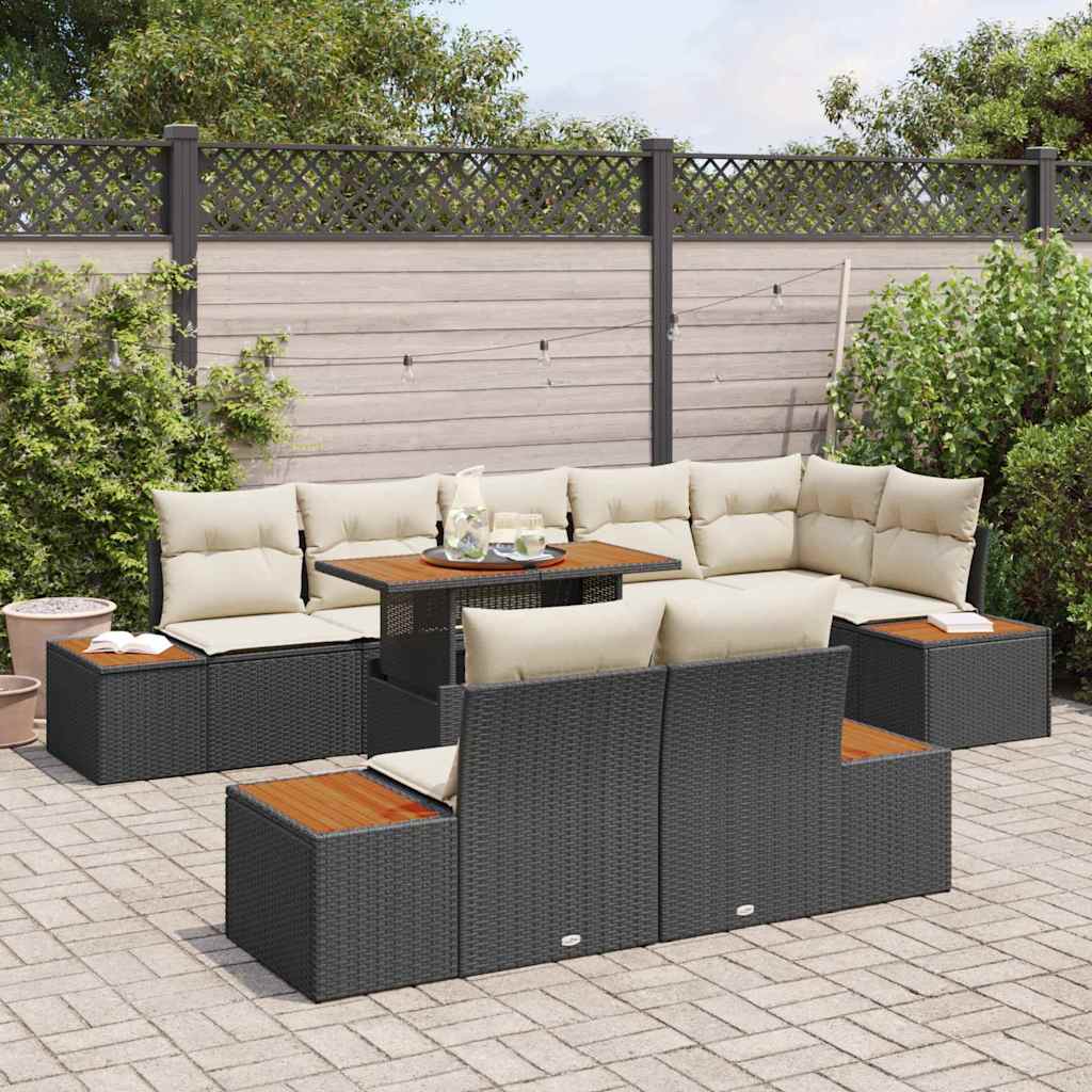 Havesofa Sæt 9 stk. Sort og Beige