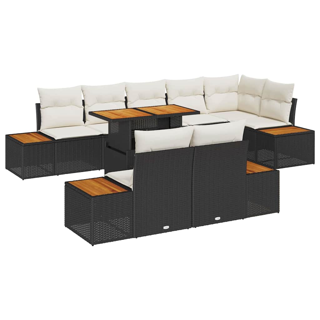 Havesofa Sæt 9 stk. Sort og Beige
