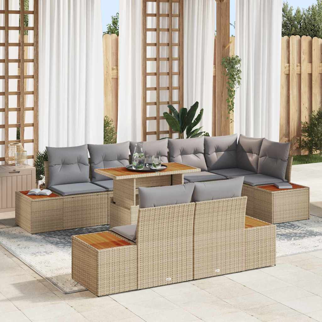 Havesofa Sæt 9 stk. Beige og grå