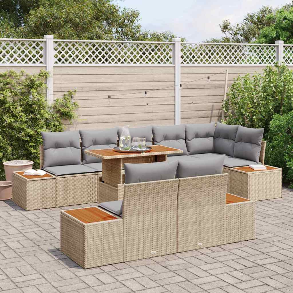 Havesofa Sæt 9 stk. Beige og grå