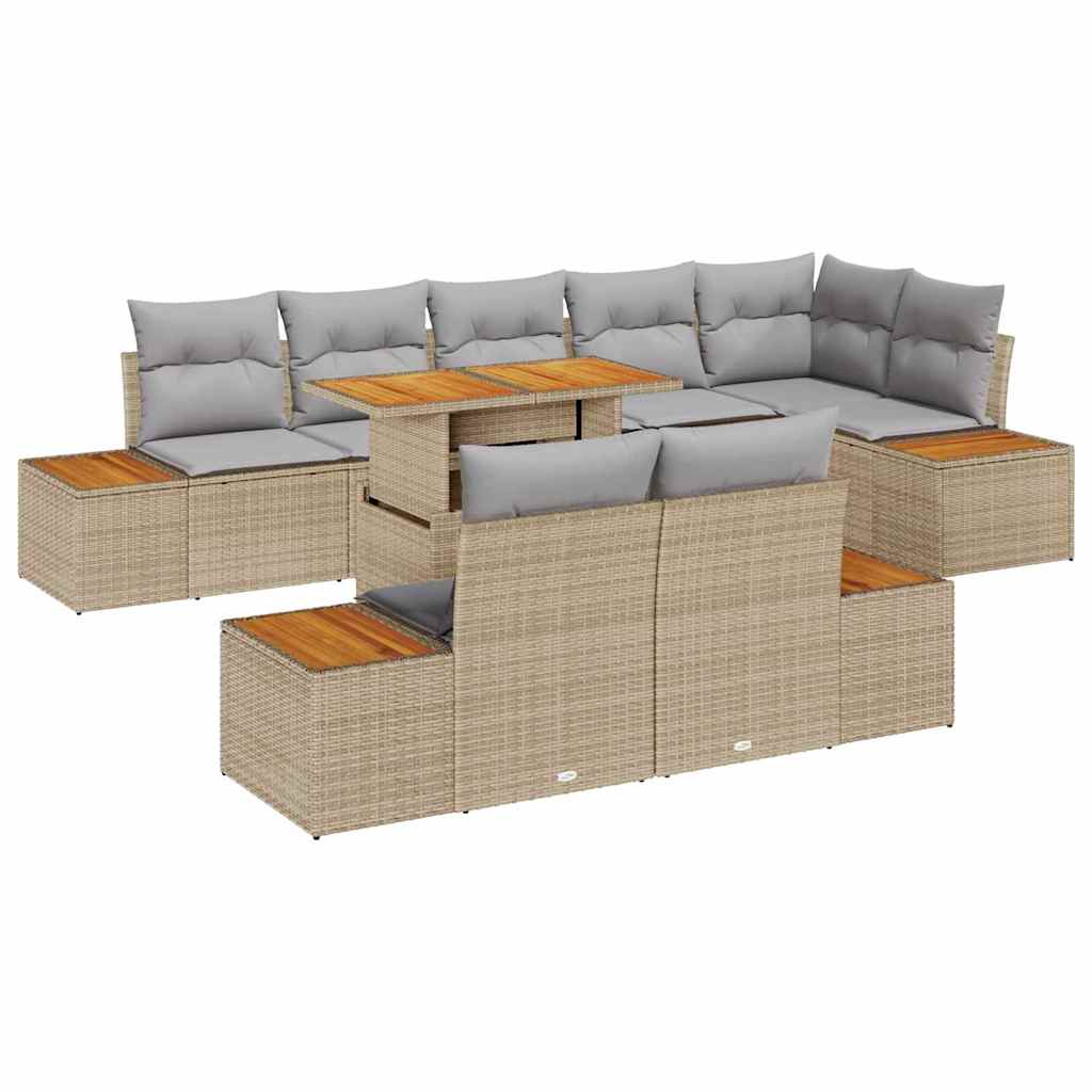 Havesofa Sæt 9 stk. Beige og grå