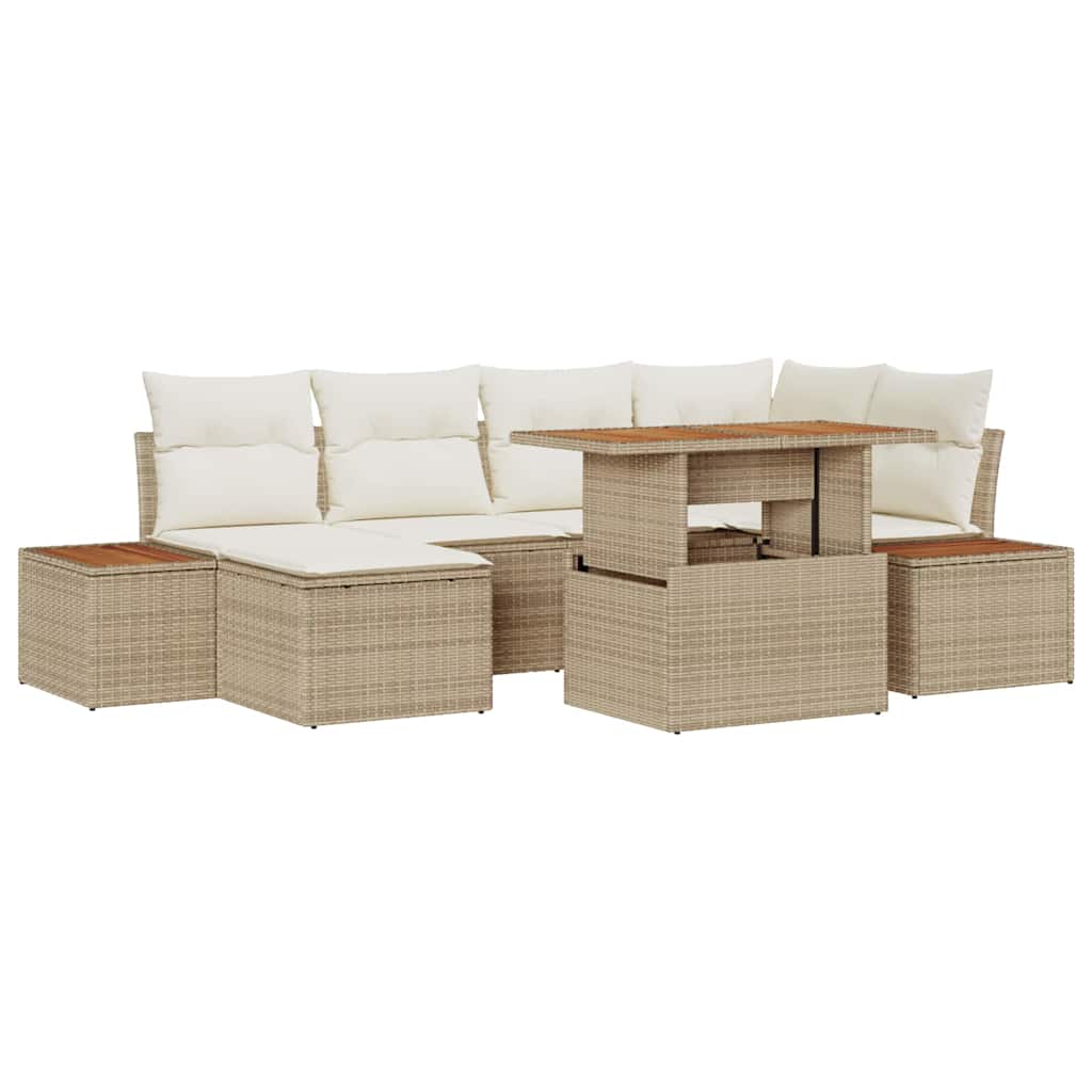 Havesofa Sæt 7 stk. Beige polyrattan