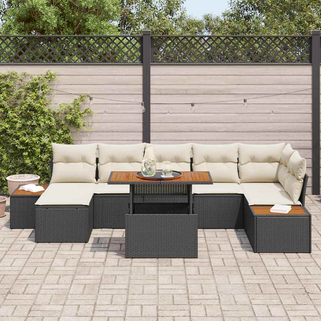 Havesofa Sæt 8 stk. Sort og Beige