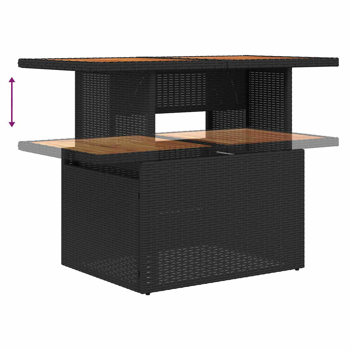 Havesofa Sæt 10 stk. Sort polyrattan