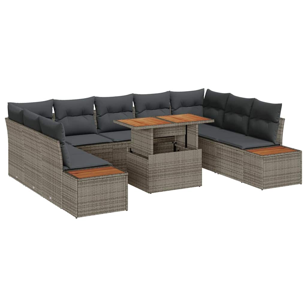 Havesofa Sæt 10 stk. Grå polyrattan