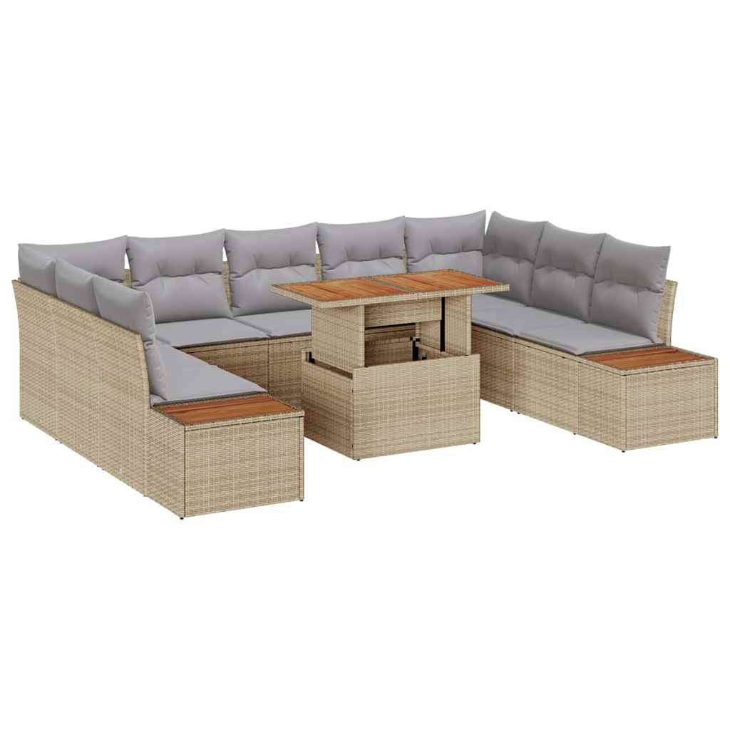 Havesofa Sæt 10 stk. Beige polyrattan