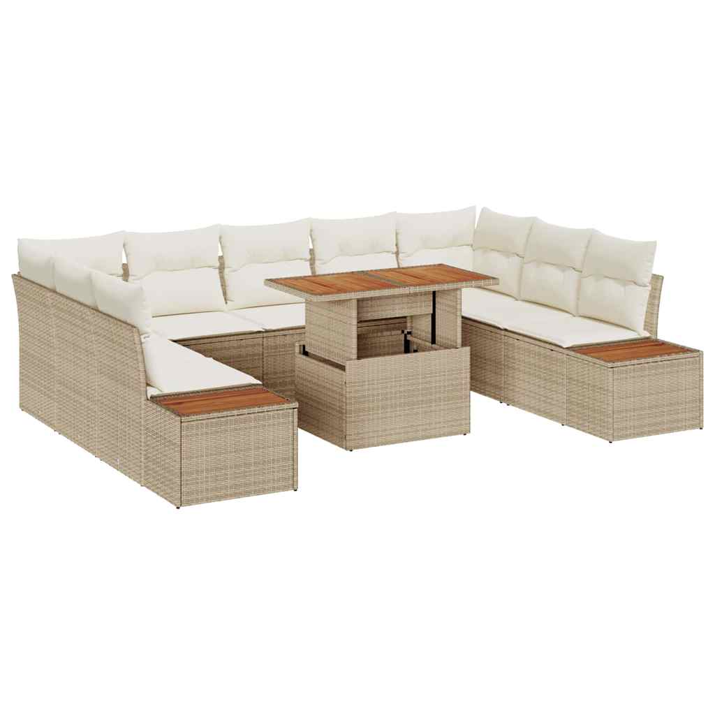 Havesofa Sæt 10 stk. Beige polyrattan