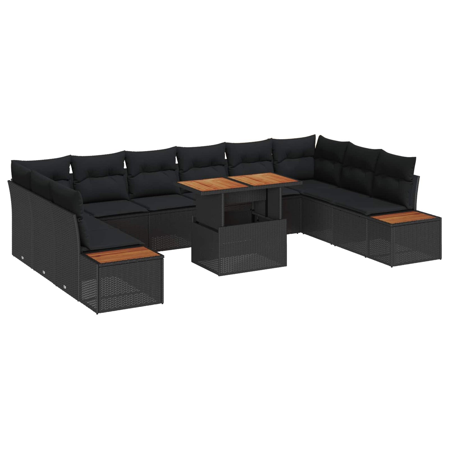 Havesofa Sæt 11 stk. Sort polyrattan