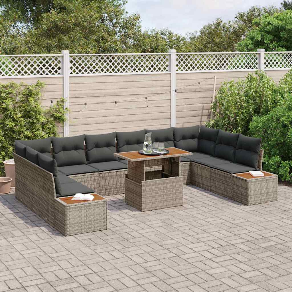 Havesofa Sæt 11 stk. Grå polyrattan