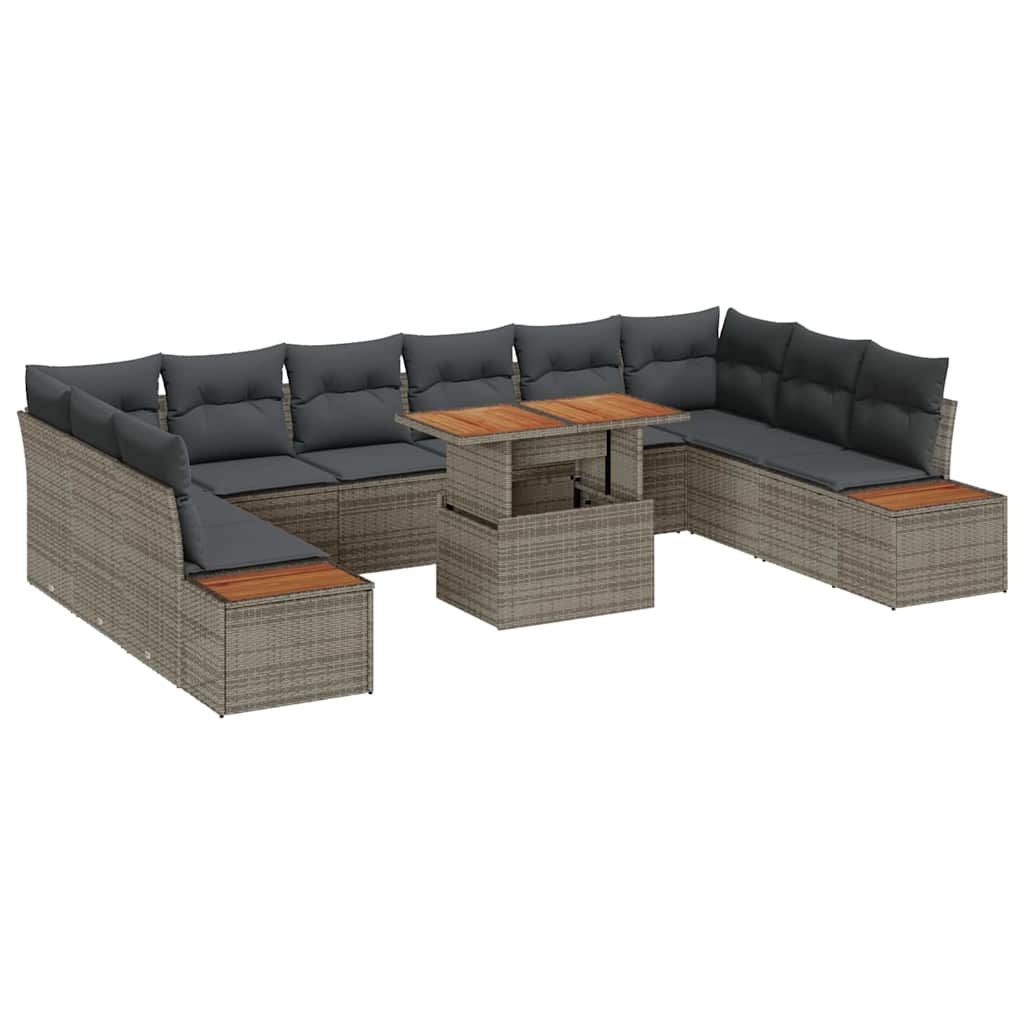 Havesofa Sæt 11 stk. Grå polyrattan