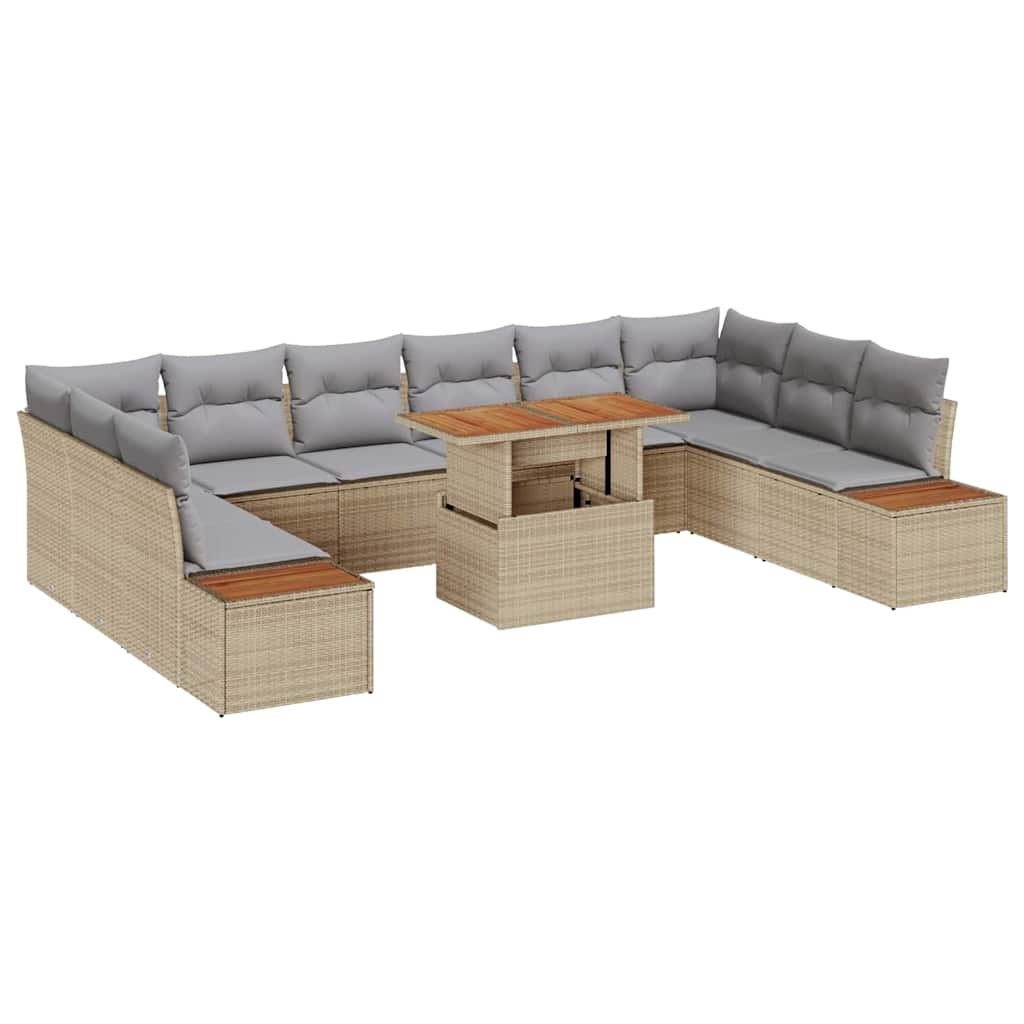 Havesofa Sæt 11 stk. Beige polyrattan