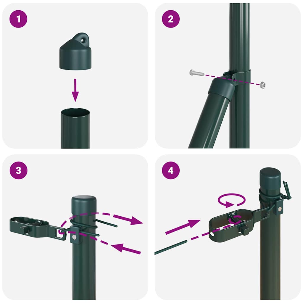 Einbetonierter Zaunpfosten 52 stk. Grøn Pulverlakeret stål