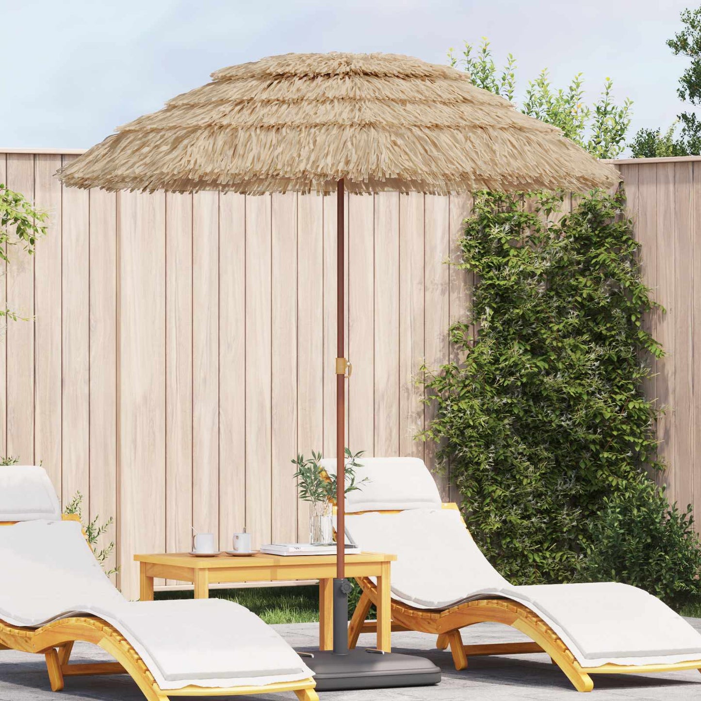 Strand Parasol 160 x 160 x 196 cm Polyester og Stål Naturfarvet