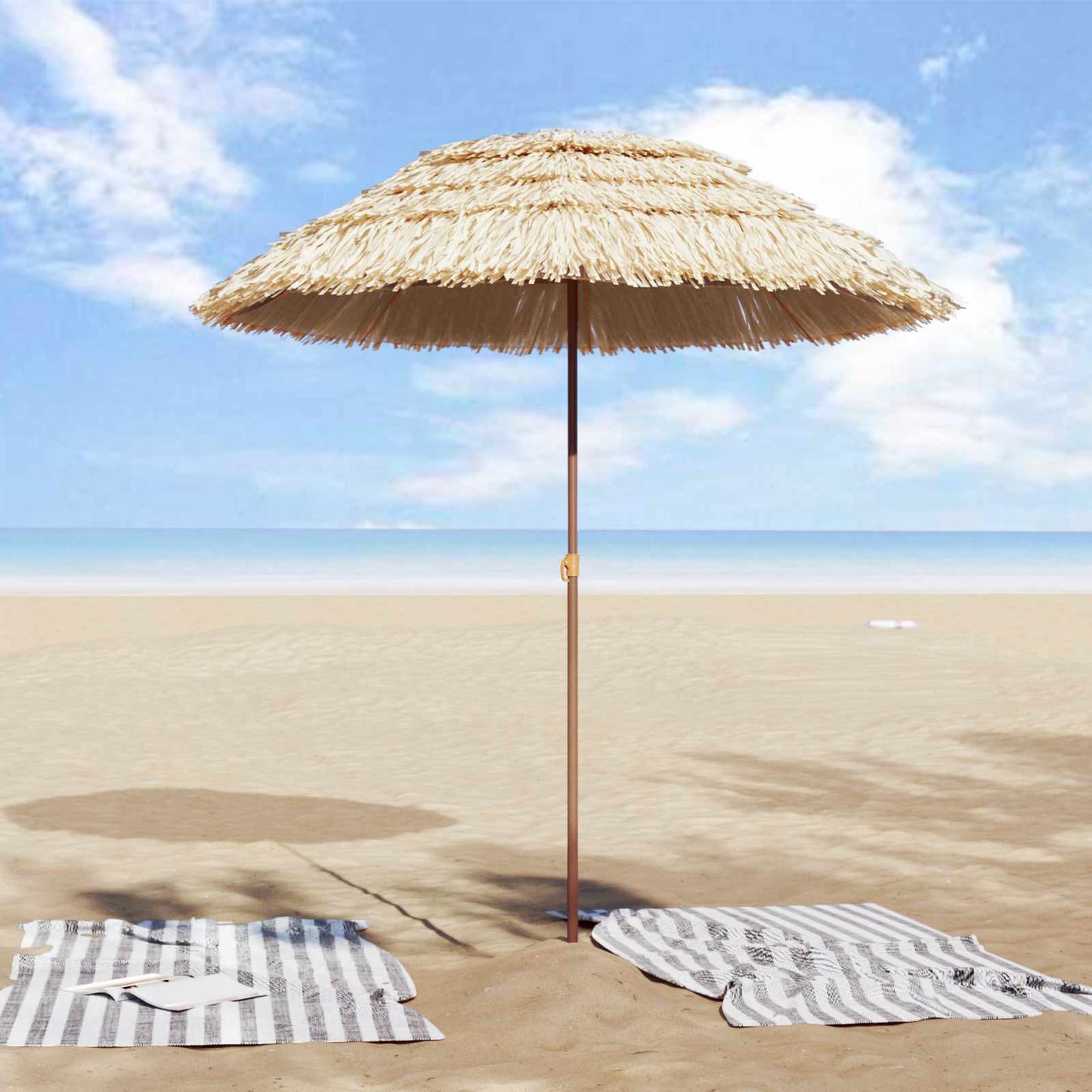 Strand Parasol 160 x 160 x 196 cm Polyester og Stål Naturfarvet