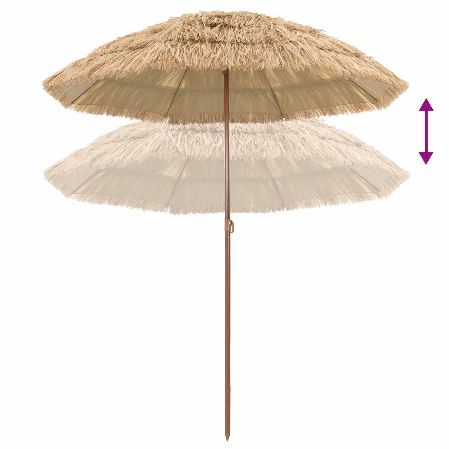 Strand Parasol 160 x 160 x 196 cm Polyester og Stål Naturfarvet