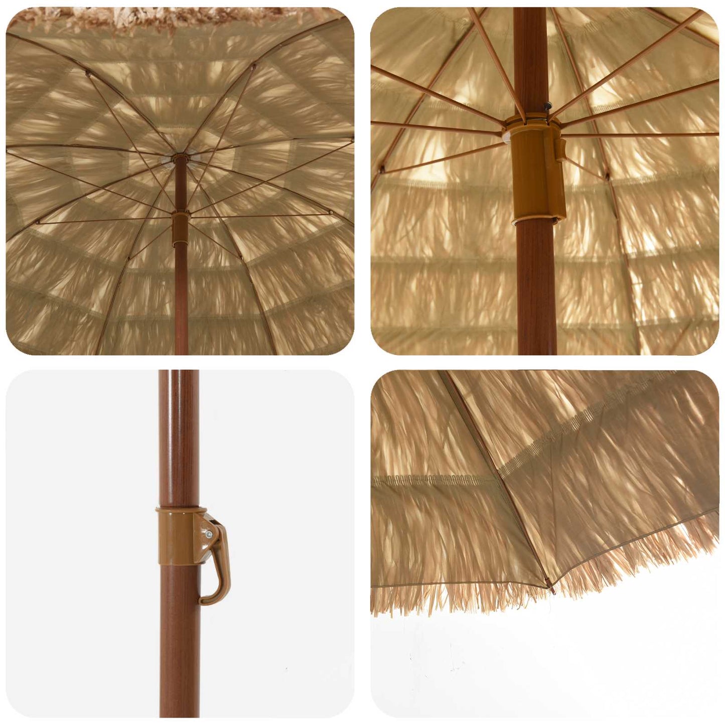 Strand Parasol 255 x 255 x 255 cm Polyester og Stål Naturfarvet