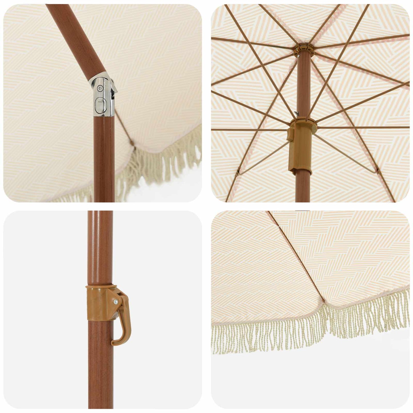 Strand Parasol 205 x 205 x 210 cm Polyester og Stål Rund