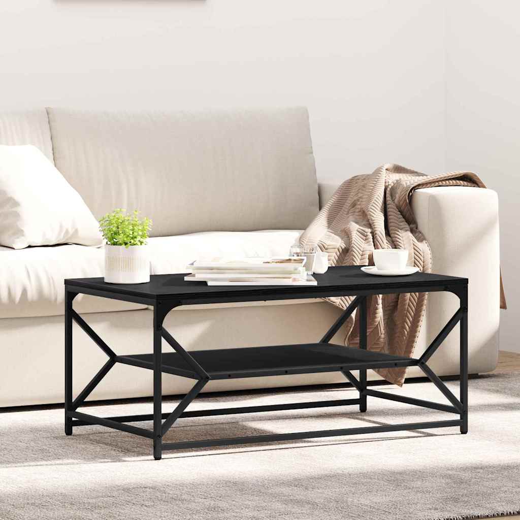 Sofabord Sort eg 90 x 50 x 40 cm Ingeniørtræ og stål