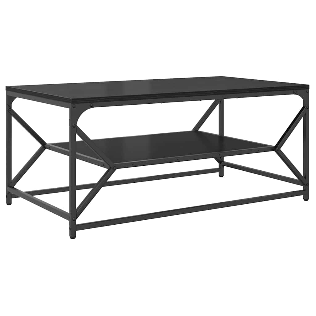 Sofabord Sort eg 90 x 50 x 40 cm Ingeniørtræ og stål
