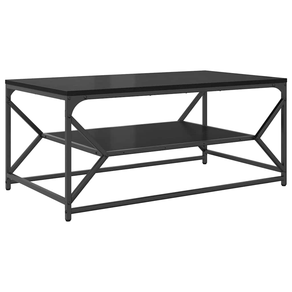 Sofabord Sort eg 90 x 50 x 40 cm Ingeniørtræ og stål