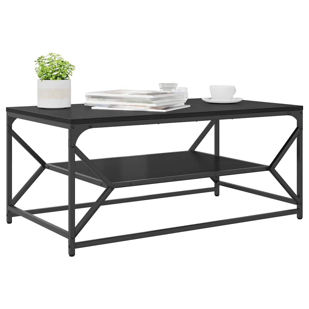 Sofabord Sort eg 90 x 50 x 40 cm Ingeniørtræ og stål