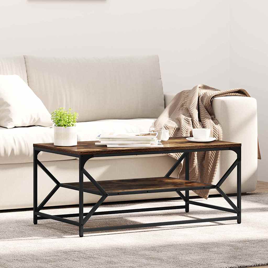 Sofabord Røget eg 90 x 50 x 40 cm Ingeniørtræ og stål