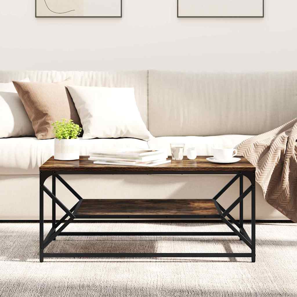 Sofabord Røget eg 90 x 50 x 40 cm Ingeniørtræ og stål