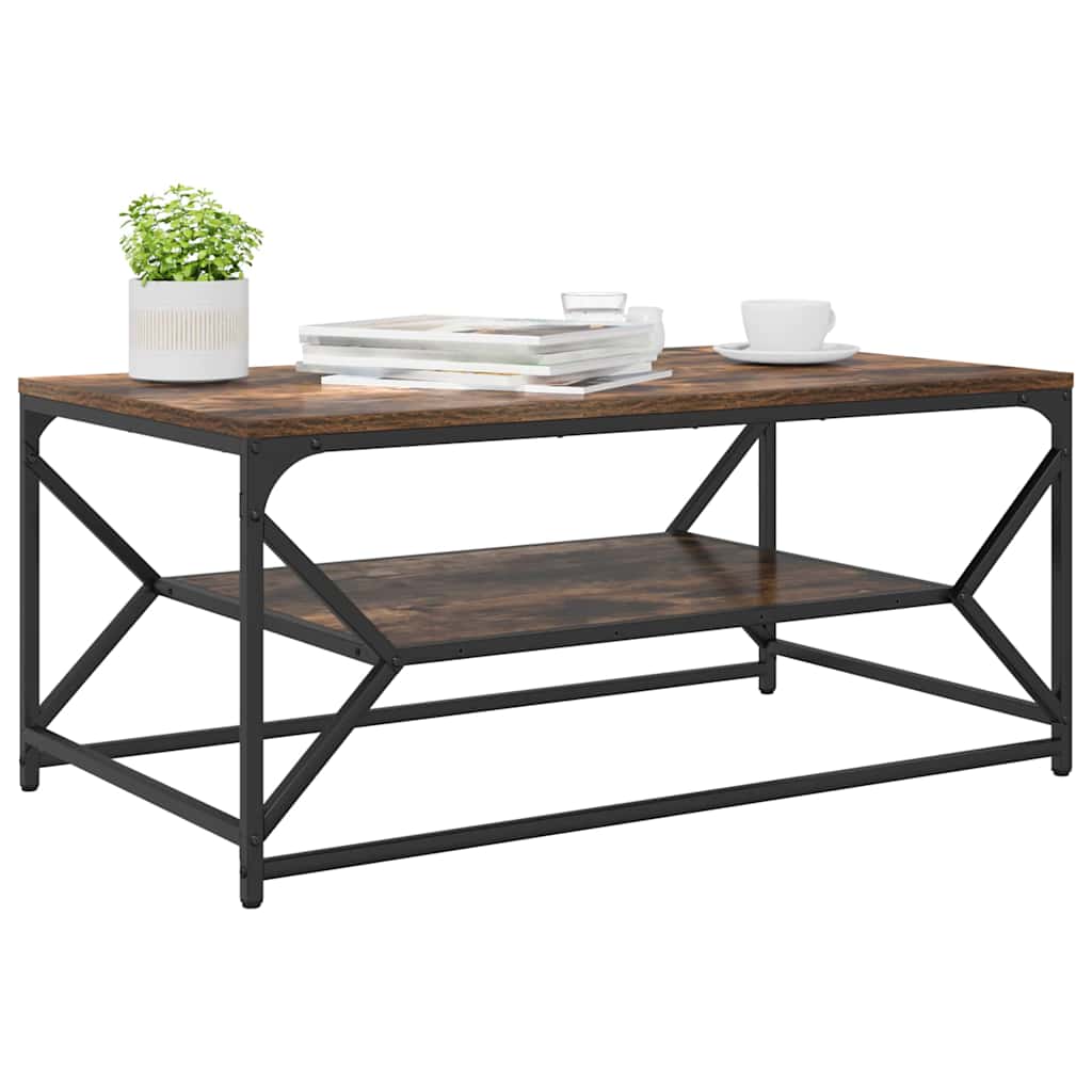Sofabord Røget eg 90 x 50 x 40 cm Ingeniørtræ og stål