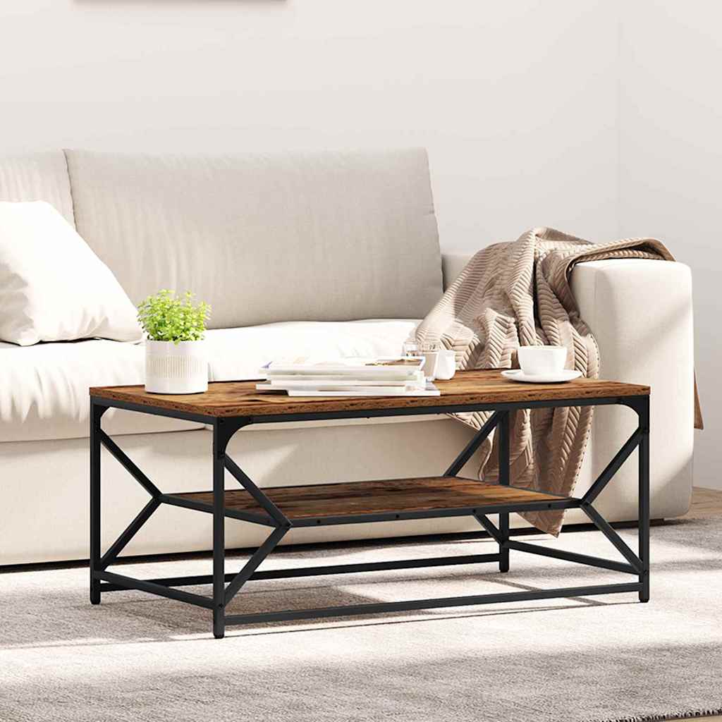 Sofabord Gammelt træ 90 x 50 x 40 cm Ingeniørtræ og stål