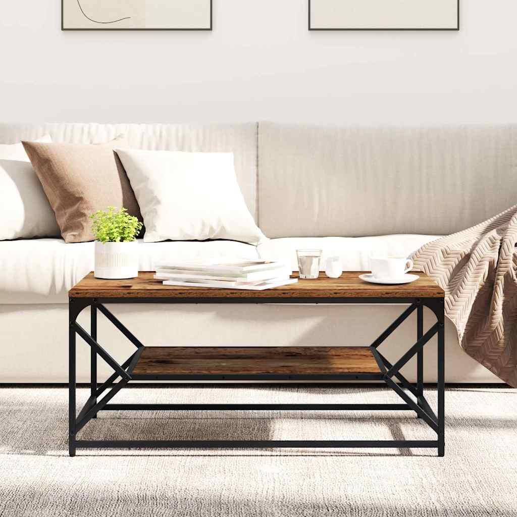 Sofabord Gammelt træ 90 x 50 x 40 cm Ingeniørtræ og stål